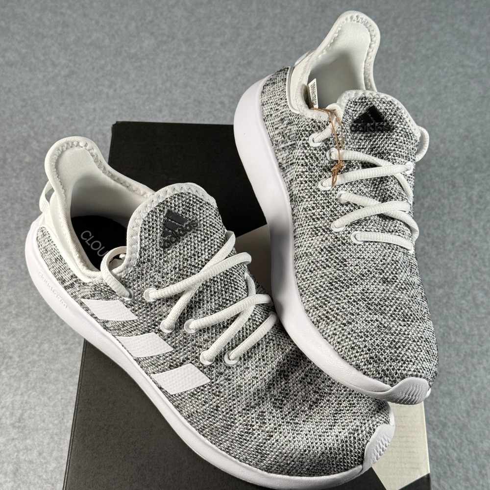 Adidas Cloudfoam‎ Pure SPW Womens 9 IF3393 Grey White Knit Sneaker NWB